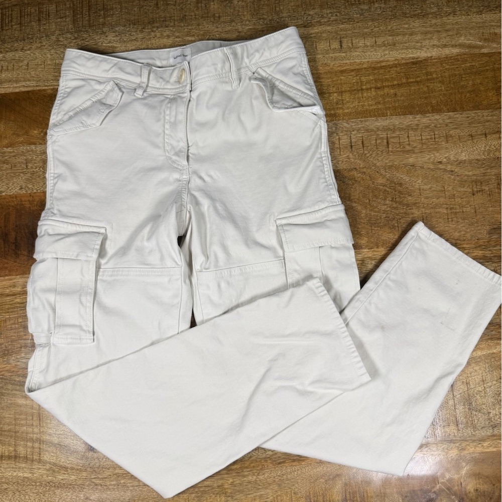 Wilfred Free Aritzia Cargo Pants Womens 8 Ivory‎ Utility Straight Leg Stretch